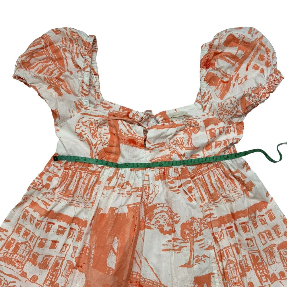 URBAN OUTFITTERS Wonderland Coral Babydoll Tieback Dress Puff Sleeve Size Large - Picture 9 of 10